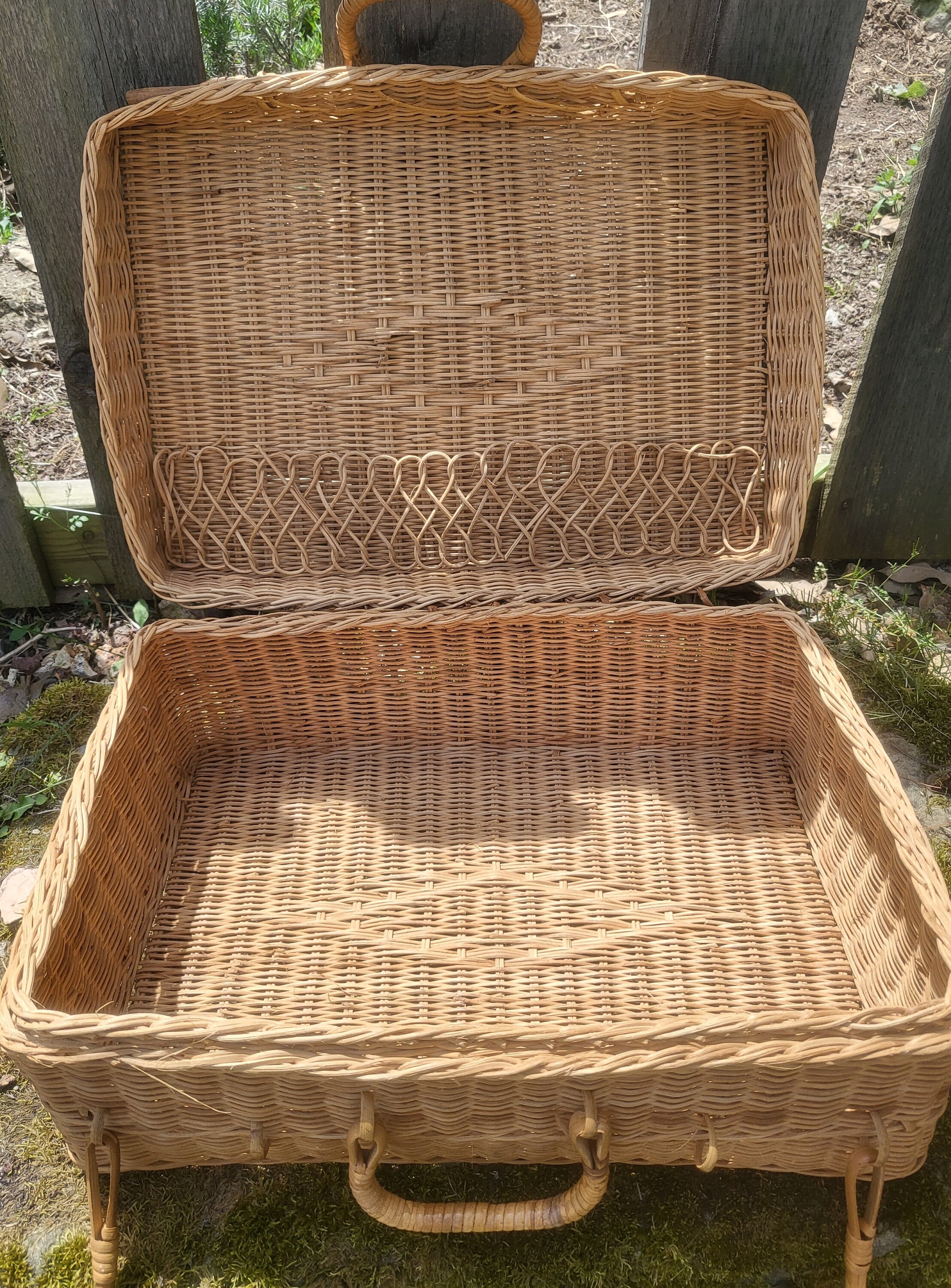 Late 20th Century Vintage Rattan Picnic Basket Etsy