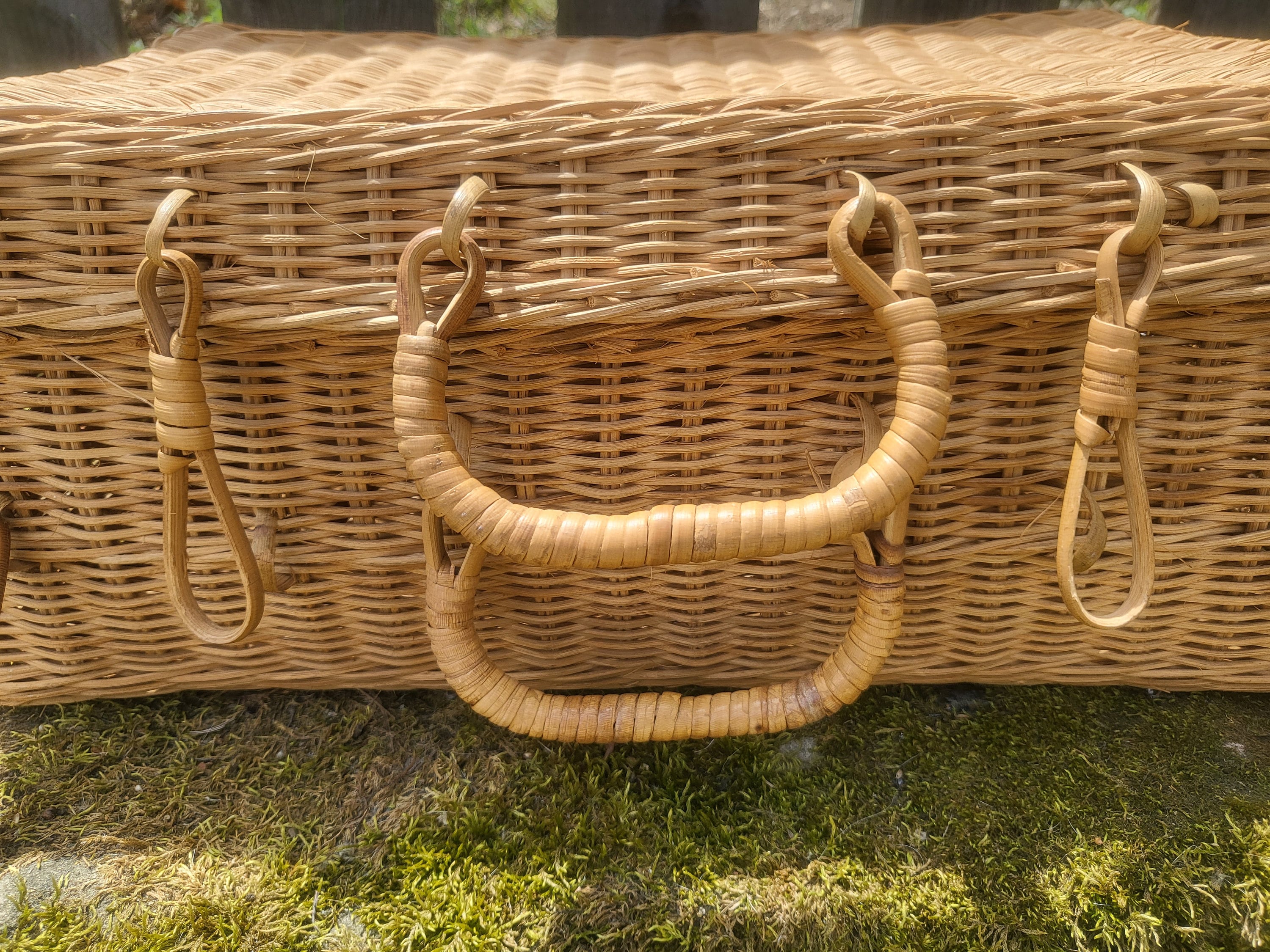 Late 20th Century Vintage Rattan Picnic Basket Etsy