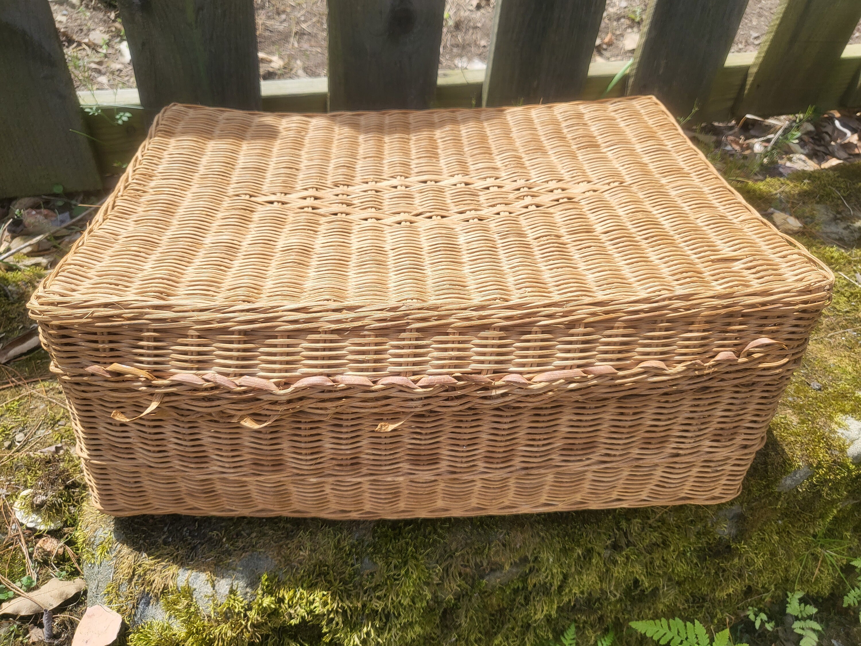 Late 20th Century Vintage Rattan Picnic Basket Etsy