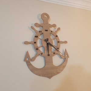 Wooden Modern Large Wall Clock, Minimalist Wall Clock, Clock for Wall, Oversize Wall Clock, Rustic Wall Clock, Ship model wall clock