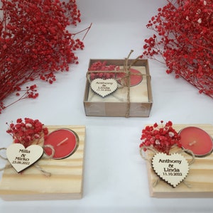 Personalized Wedding shower favors | rustic tealight holder | bridal shower favors | Bridesmaid gifts | Wood Favors personalized candle