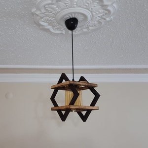 Wood Pendant Light | Ceiling Light | Hanging Lamp | Mid Century Modern Chandelier | Wooden Lampshade | Wood Lamp | Wooden Star Chandelier