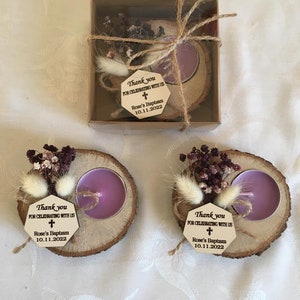Handmade Baptism Candle Favors | Birthday Bulk Favors | Baby Shower Candle Bulk Favors | Unique Favors | Tealight Holders | Thank You Favors
