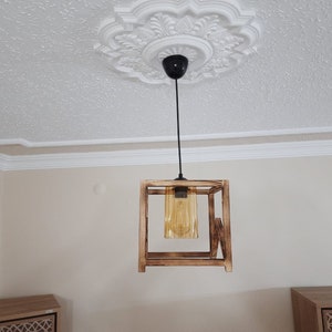Wooden Rope Light | Farmhouse Light Fixture | Rustic Ceiling Chandelier | Farmhouse Pendant Light | Wooden Hanging Lamp | Wood Chandelier |
