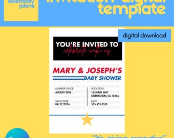 Costco Inspired Invitation Template | Customizable Baby Shower Party Celebration Invitations | Canva Template (Digital Download)