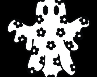 Uroczy duch kwiat SVG/ Halloween kwiatowy duch SVG, PNG/ Daisy duch cyfrowe pobieranie