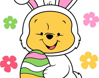 Cute Winnie the Pooh Easter SVG/ Bunny SVG/ Easter bunny SVG/ Kids easter shirt/ easter cup/ cute easter gift basket/ Winnie the pooh svg