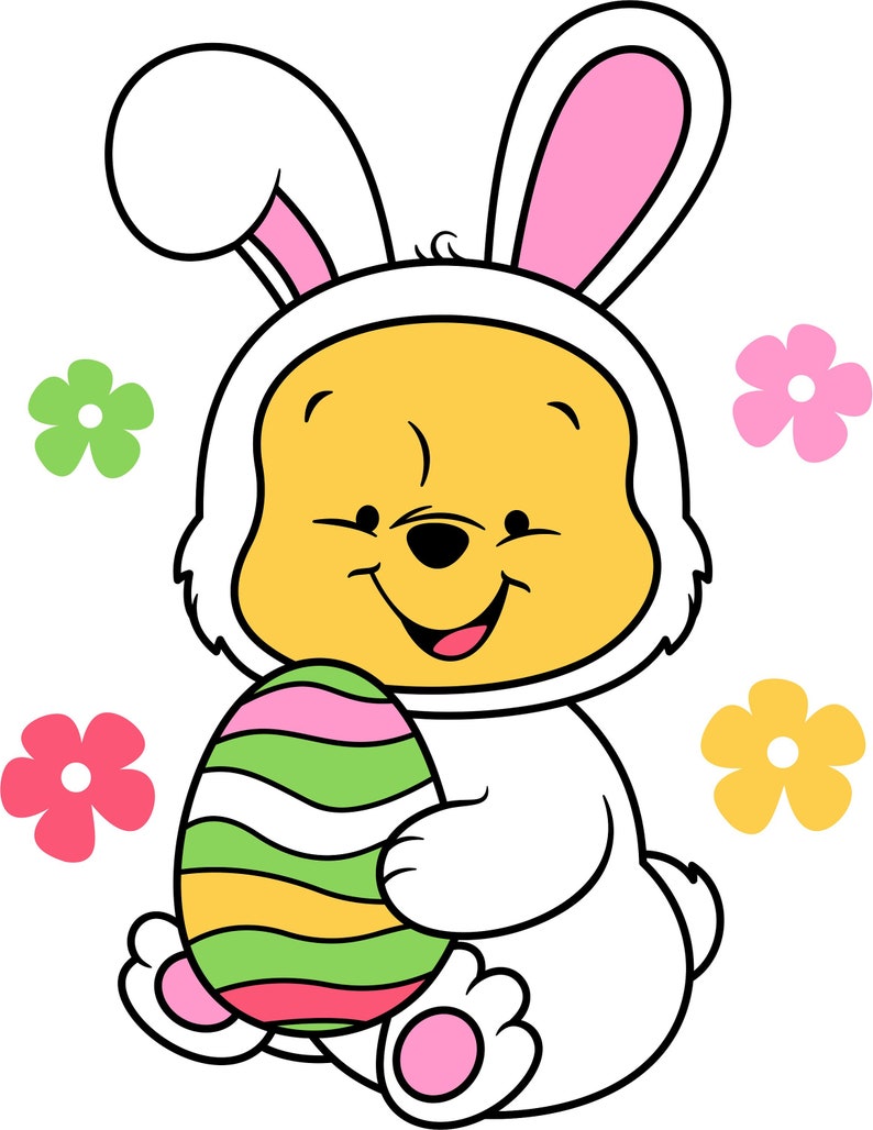 Cute Winnie the Pooh Easter SVG/ Bunny SVG/ Easter Bunny SVG/ Kids