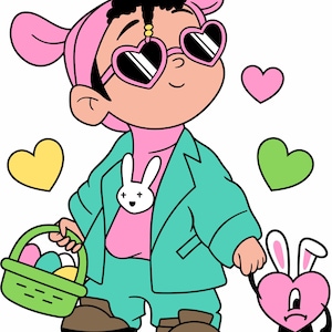 Bebé Benito pascua svg/ Bad bunny SVG/ lindo conejito de pascua svg/ Bad conejito pascua descarga digital/Bad conejito YHLQMDLG/ Bad bunny party favor