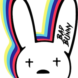 Arquivo em camadas Bad bunny PNG e JPG arquivo multicolorido coelho
