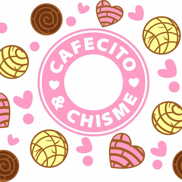 Cute heart conchas svg, conchas svg, cafecito y chisme svg, coffee files, cute valentines gift