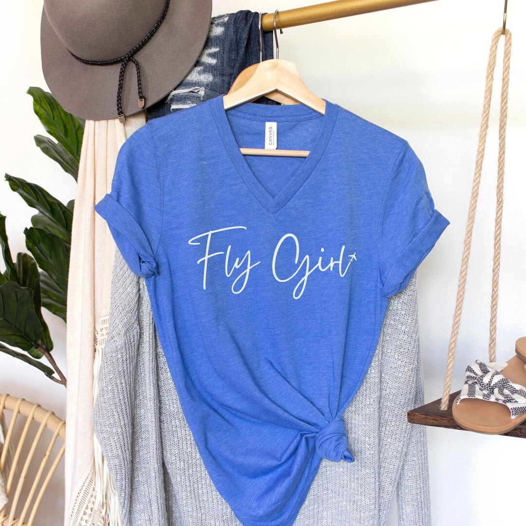 Fly Girl Shirt Cute Travel Vneck Shirt Airplane Tee Fun Etsy