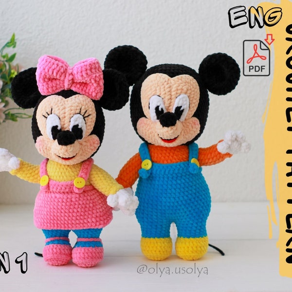 Häkelanleitung | Herr und Frau Maus Junior | PDF | ! | Baumwolle & Plüsch Stofftier | einfaches Amigurumi Baby Spielzeug