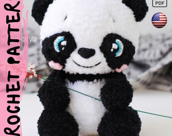 Crochet Pattern | Yumi the baby Panda | PDF |   ! | Chenille yarn stuffed toy | amigurumi bear baby toy diy tutorial |