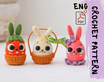 Crochet Pattern: Easter Egg-Bunnies, Amigurumi Basket Stuffers (PDF)