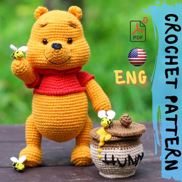 Häkelanleitung | Hübscher Teddybär | PDF | Baumwolle & Plüsch Stofftier | einfaches Amigurumi Baby Spielzeug