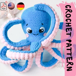 Patrón de Ganchillo / Ostin el Pulpo / PDF / / Peluche / hilo de felpa / tutorial diy / juguete bebé amigurumi