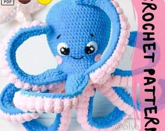 Crochet Pattern | Ostin the Octopus | PDF |  | Plush stuffed toy | plush yarn | diy tutorial | amigurumi baby toy