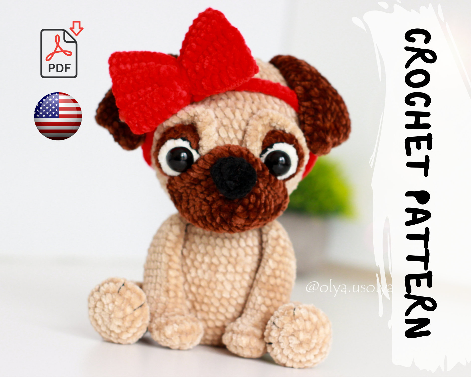 ENGLISH/ESPAÑOL Amigurumi Crochet Pattern Mouse Pdf 