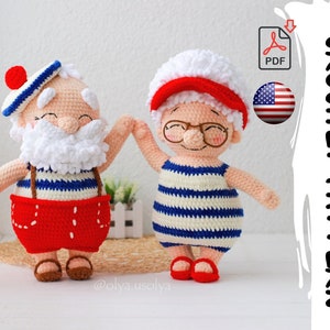 Crochet Pattern 2in1 | Santa and Mrs. Santa on vacation | Old Sailor | PDF | ENG | Christmas | plush yarn stuffed amigurumi toy