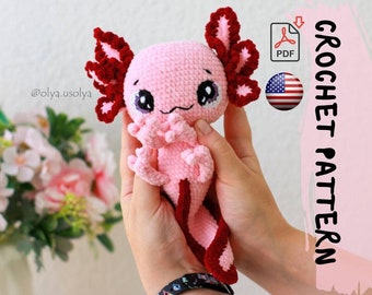 Modello all'uncinetto / Axolotl Finn / PDF / / Peluche imbottito / filato di peluche / tutorial fai da te / giocattolo per bambini amigurumi