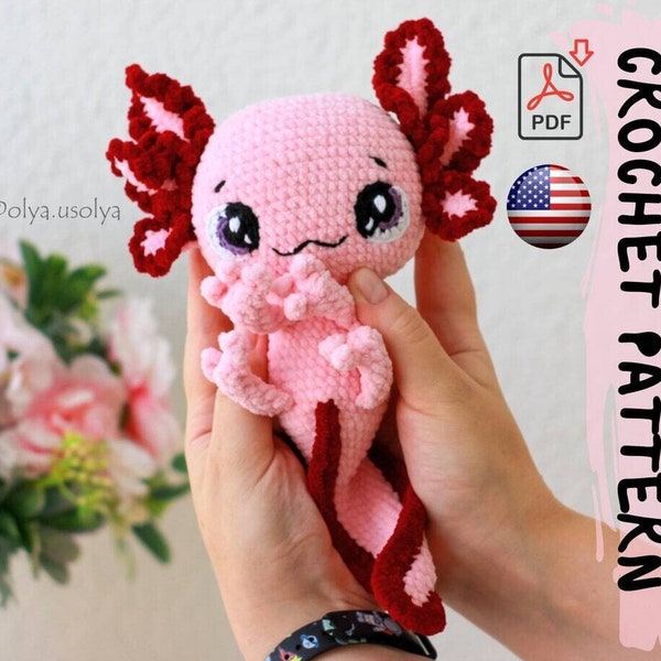 Patron au crochet | Axolotl finlandais | PDF | | Peluche en peluche | peluche laine | tutoriel bricolage | jouet amigurumi pour bébé