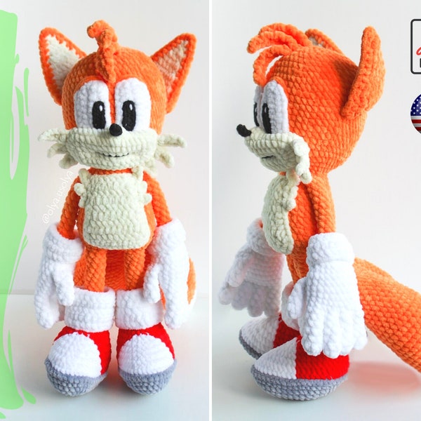 Crochet pattern | Copter-tailed Fox | PDF |   easy amigurumi baby toy | Fine or Bulky Chunky yarn stuffed toy