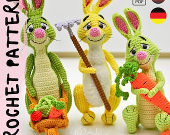 Patrón de crochet: El conejo jardinero y su huerto (PDF)