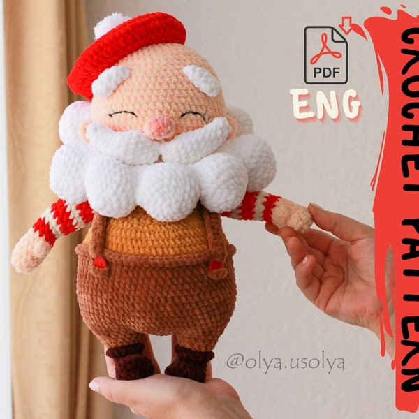 Patron au crochet | le Père Noël | PDF | | Père Noël de Noël | Peluche en peluche | peluche laine | jouet amigurumi
