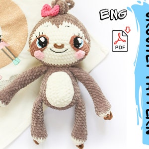 Häkelanleitung: Sleepy Baby Faultier, ein Amigurumi Kuscheltier (PDF)