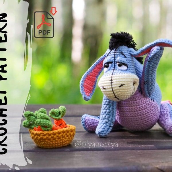 Patron au crochet | Âne rêveur de Olya Usolya | PDF | | Peluche et coton en peluche | jouet amigurumi facile pour bébé |