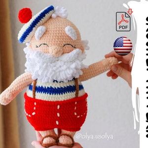 Crochet Pattern | Santa Claus on vacation | Old Sailor | PDF |  | Christmas | plush yarn stuffed amigurumi toy