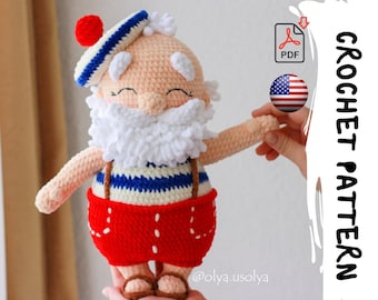 Crochet Pattern | Santa Claus on vacation | Old Sailor | PDF |  | Christmas | plush yarn stuffed amigurumi toy