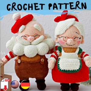 Crochet Pattern 2 in 1 | le Pere Noel and Granny Claus | PDF |  | Christmas Santa Clause | plush yarn stuffed amigurumi toy