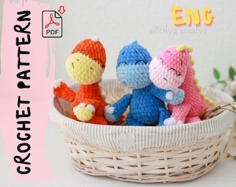 Crochet Pattern | Baby Dino | PDF |   Plush stuffed toy | plush yarn | diy tutorial | amigurumi baby toy