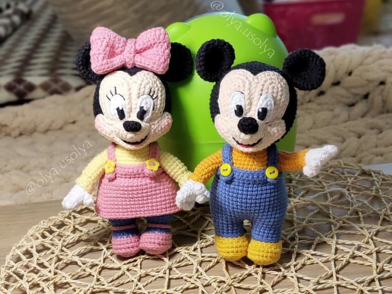 Crochet pattern Mr. and Ms. Mouse Junior PDF Cotton & Plush stuffed toy easy amigurumi baby toy image 5