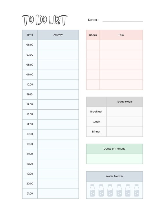 Daily to Do List Printable Instant Download Minimal - Etsy