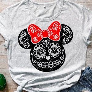 Sugar skull svg, Tête de souris avec oreilles et arc svg, Magical Kingdom svg, Day of the Dead svg, Téléchargements numériques