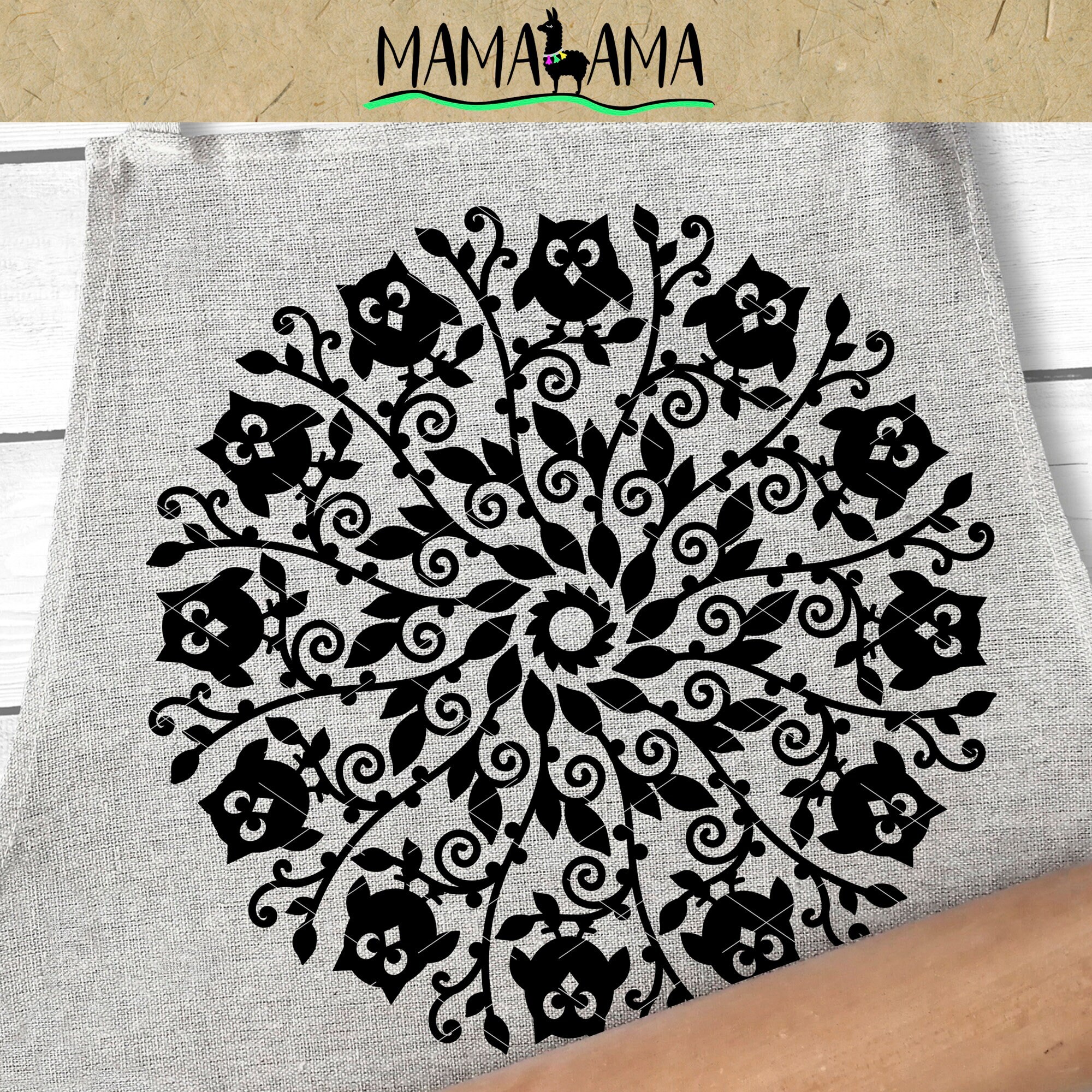 Owl Mandala wall decor svg Digital downloads pdf eps jpg
