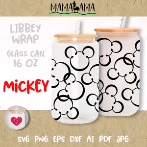 16oz tumbler glass can wrap svg Mickey ears Magical kingdom 16 oz glass can Cartoon Tumbler, Personalized mug