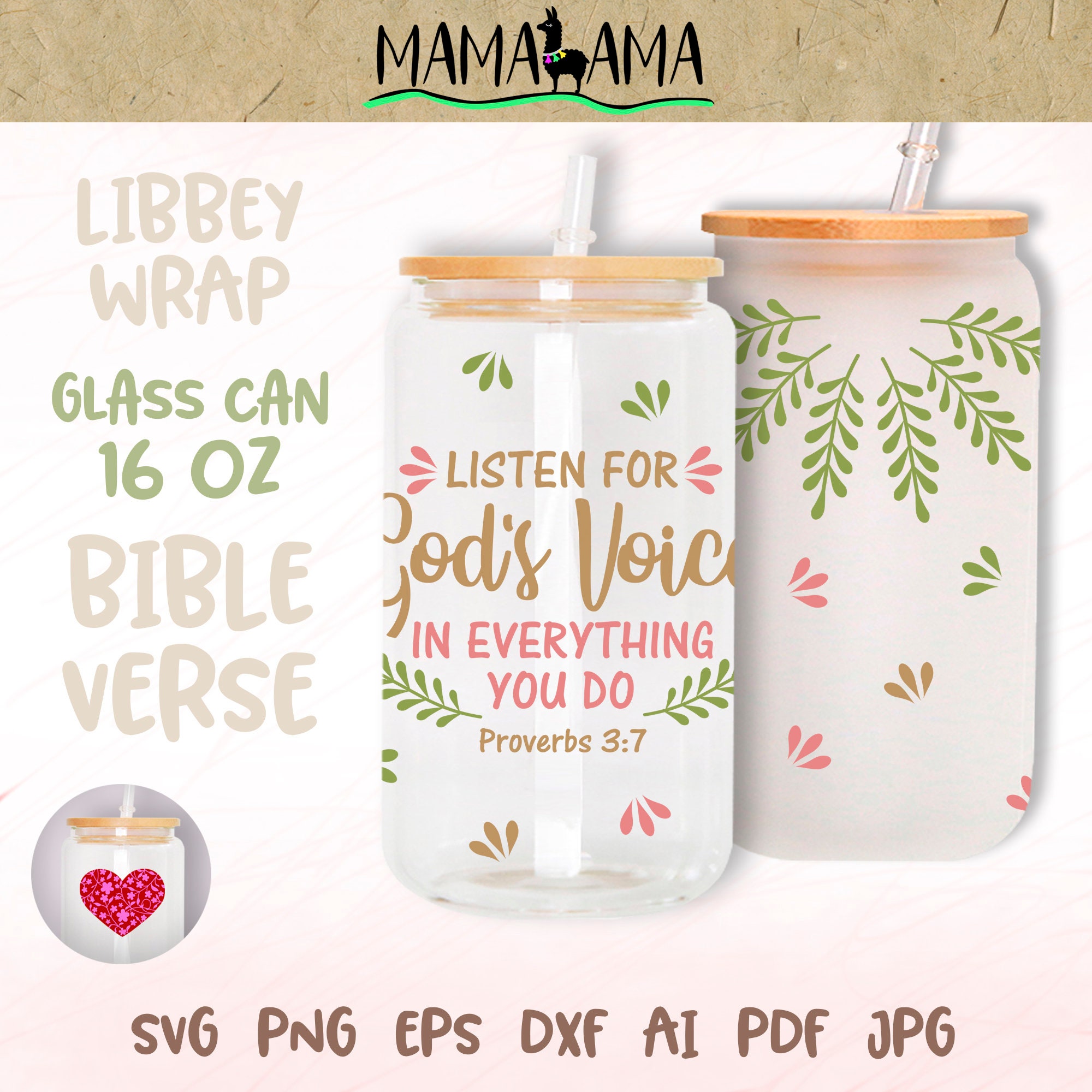 Bible Verse Bundle 16oz Libbey Glass Can Wrap Set of 10 Prints 16 Oz ...