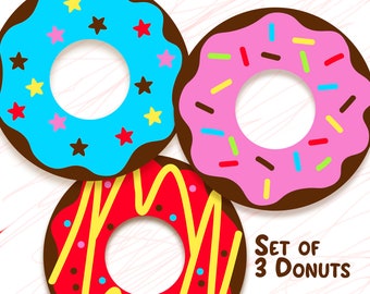 Donuts svg Bundle 3er Set Drucke Lebensmittel