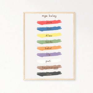 Minimal and Aesthetic Filipino Tagalog Colors Poster Digital Download