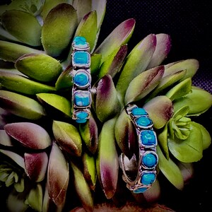 Bohemian inlaid faux turquoise hoop