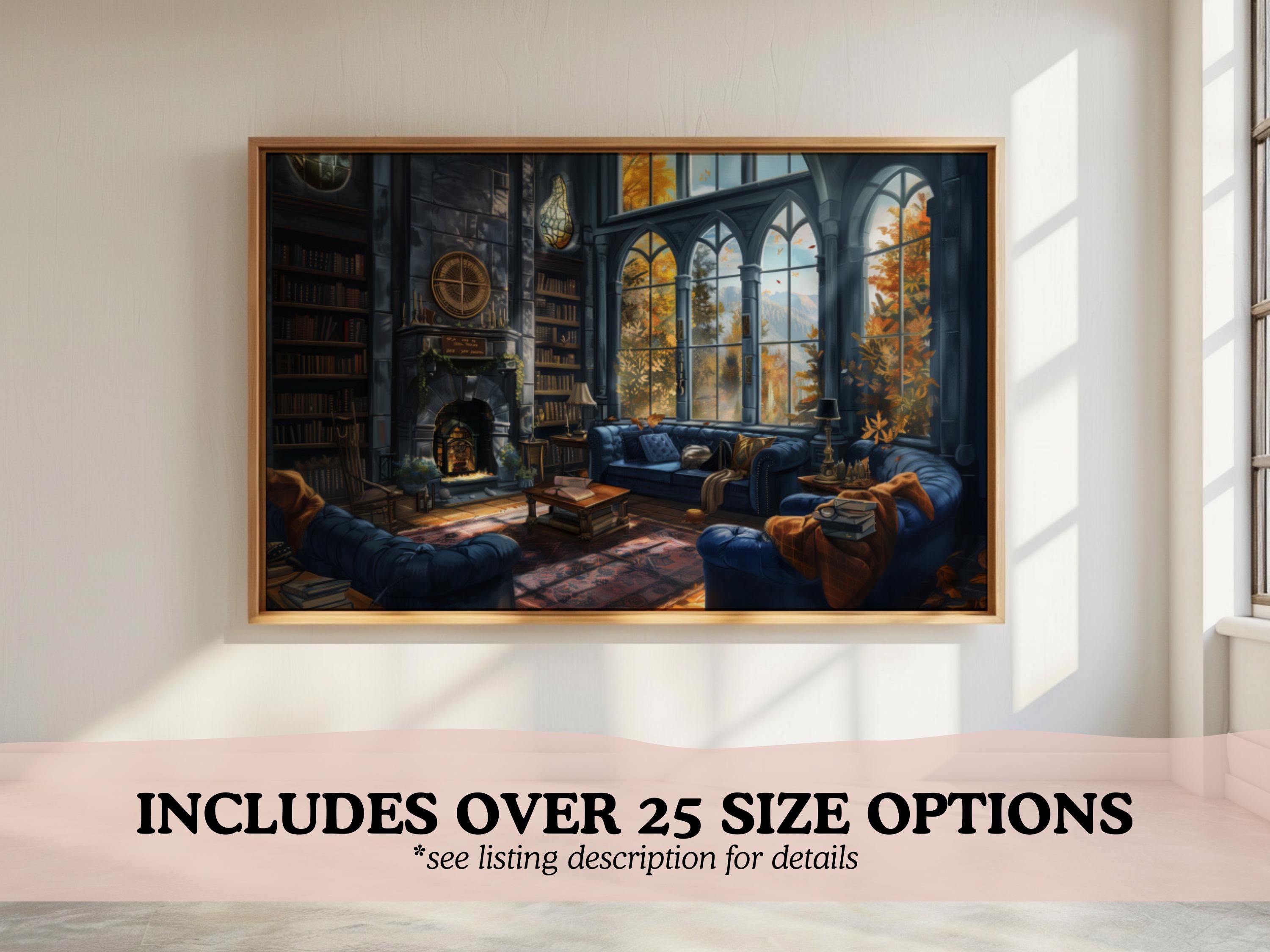 Magical Common Room Oil Painting | Blue Magical Watercolor Art | Wizard ...
