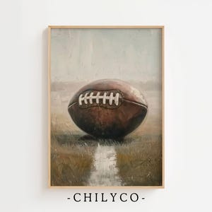 Antique Football Wall Art | Football Print | Rustic Football Oil Painting | Vintage Aesthetic| Sports Printable Art | Boys Room Print
