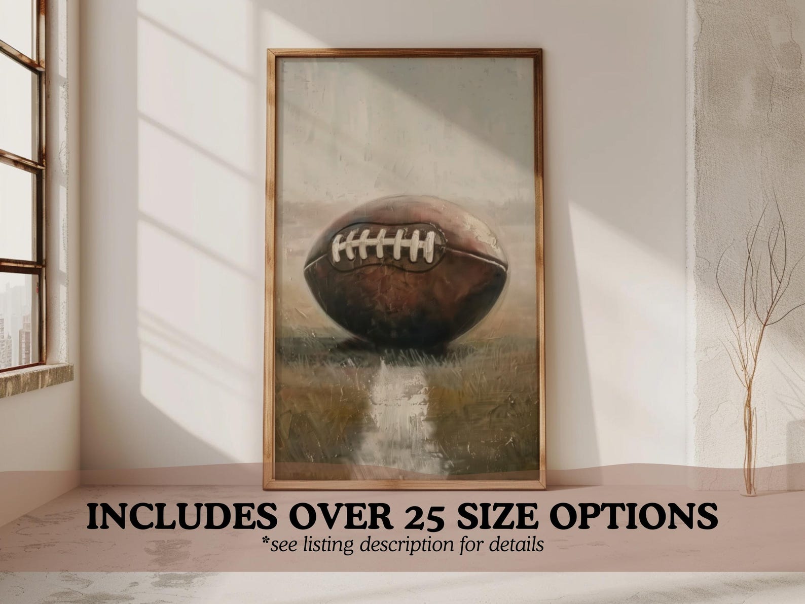 Rustic Football Color In Antique Football Wall Art | Football Print | Rustic Football Oil ...