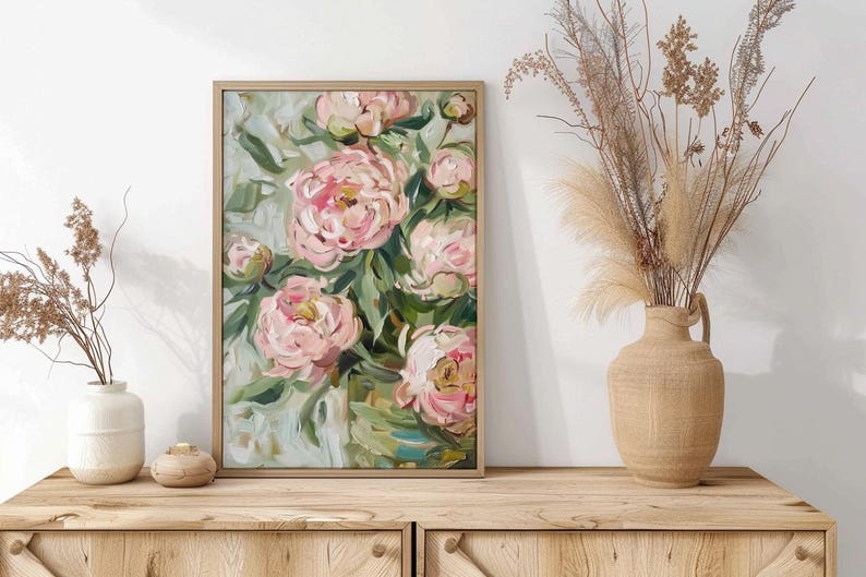Vintage Pink Roses Still Life Art | Floral Farmhouse Art Print ...