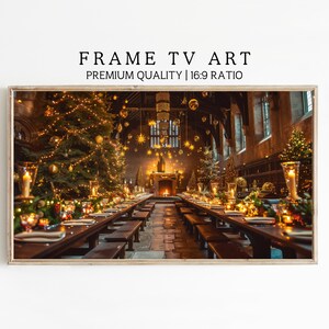 Vintage Wizarding School Christmas Frame TV Art | Rustic Magical School Great Hall Screensaver | Christmas Holiday Samsung Frame TV Art