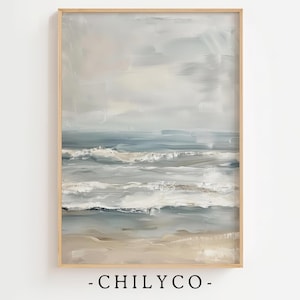 Arte vintage de olas del océano / Pintura al óleo de playa / Arte vintage de playa / Playa de verano / Arte de casa de playa / Arte costero / Olas del océano rompiendo